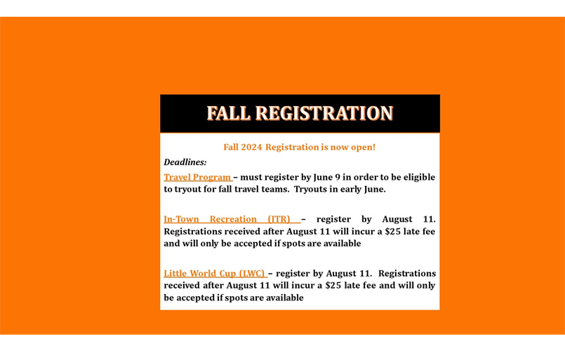 Fall 2024 Registration is OPEN!