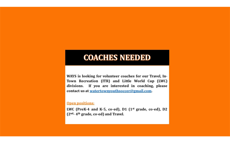 Coaches Needed for Spring 2025